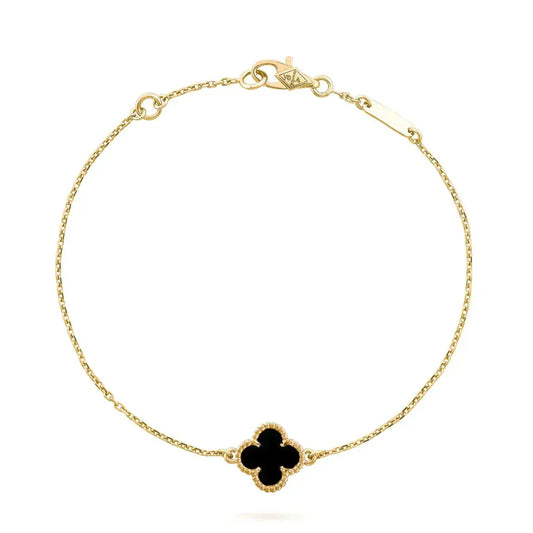 [Glow Muse]CLOVER ONYX SINGLE FLOWER BRACELET