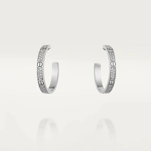 [Glow Muse]LOVE DIAMOND SILVER HOOP EARRINGS