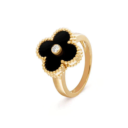 [Glow Muse]CLOVER ONYX RING GOLD DIAMOND